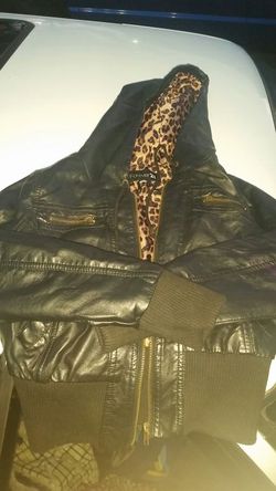 Forever 21 leopard leather jacket