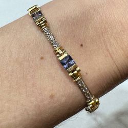 18k yellow gold Women Bracelet with Amethyst Cubic Zirconia