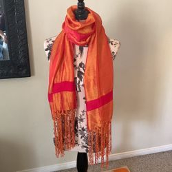 Like New Sheer Scarf With Long Tassels