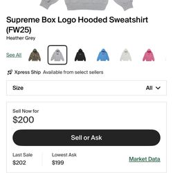 Large Grey And navy Supreme Box Logo Hoodie 