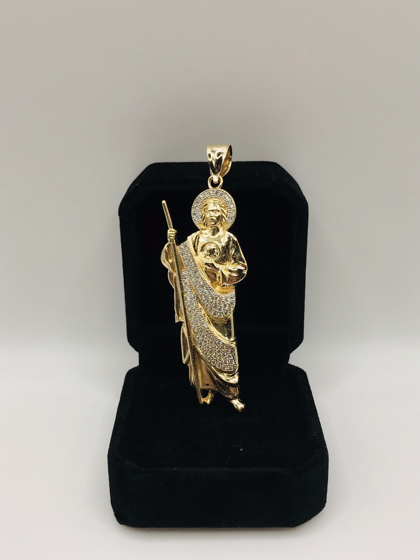 14k SAN JUDAS PENDANT WITH CZ