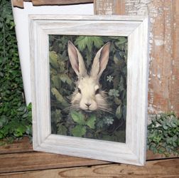 NEW Rustic French Country Farmhouse Woodland Bunny Rabbit Wall Decor Picture