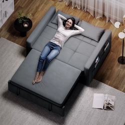 Modern Convertible Comfy Sleeper Sofa 3-in-1 Pull Out Bed Sofa Loveseat Couch