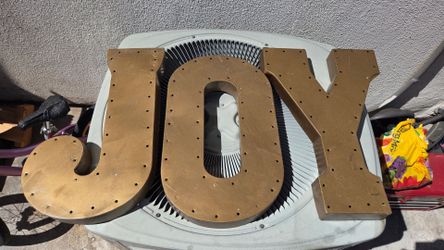 Large Gold Metal JOY Marquee Letters