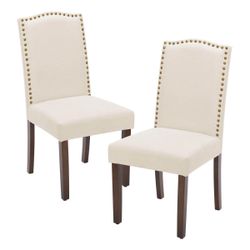 Dining Chairs , Premium leather cushion, Nailhead Trim, Wood Legs, Dining Room Kitchen Side Chair for Bedroom, Living Room, Dining Room