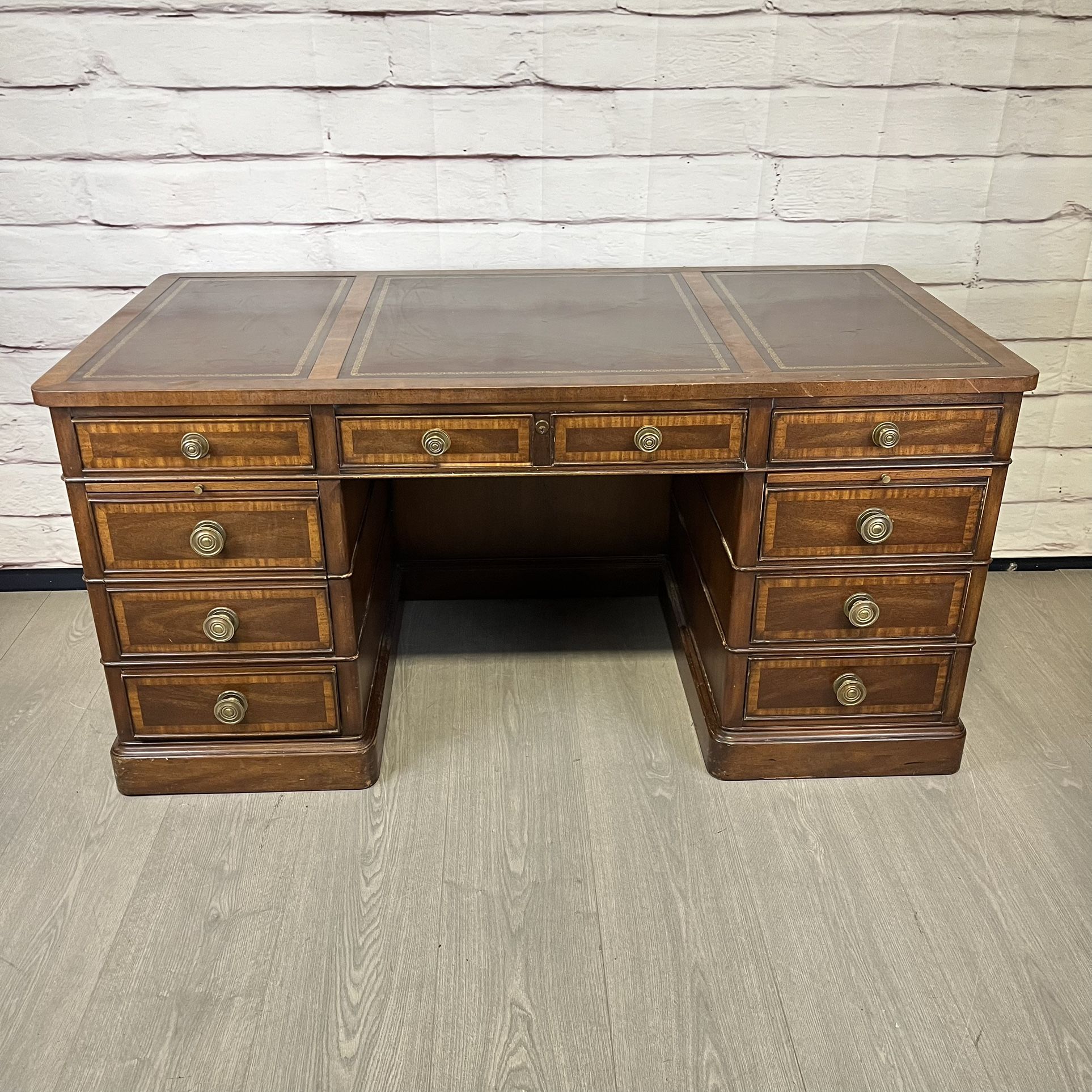 Vintage Sligh Lowry Executive Leather Top Desk