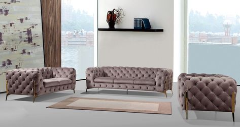 Modern 3 Piece Sofa Loveseat Set