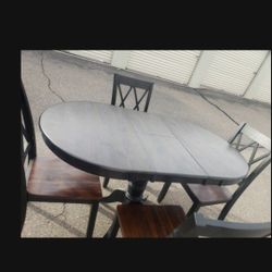 Dining Room Set Table With Leaf Inserted And 4 Chairs Open Box  Never Used