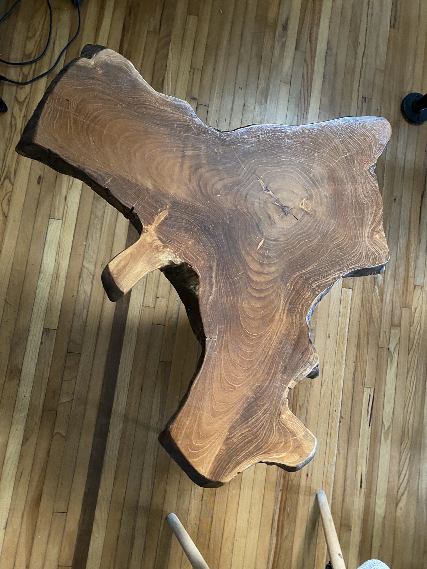 Live edge teak wood slice coffee table