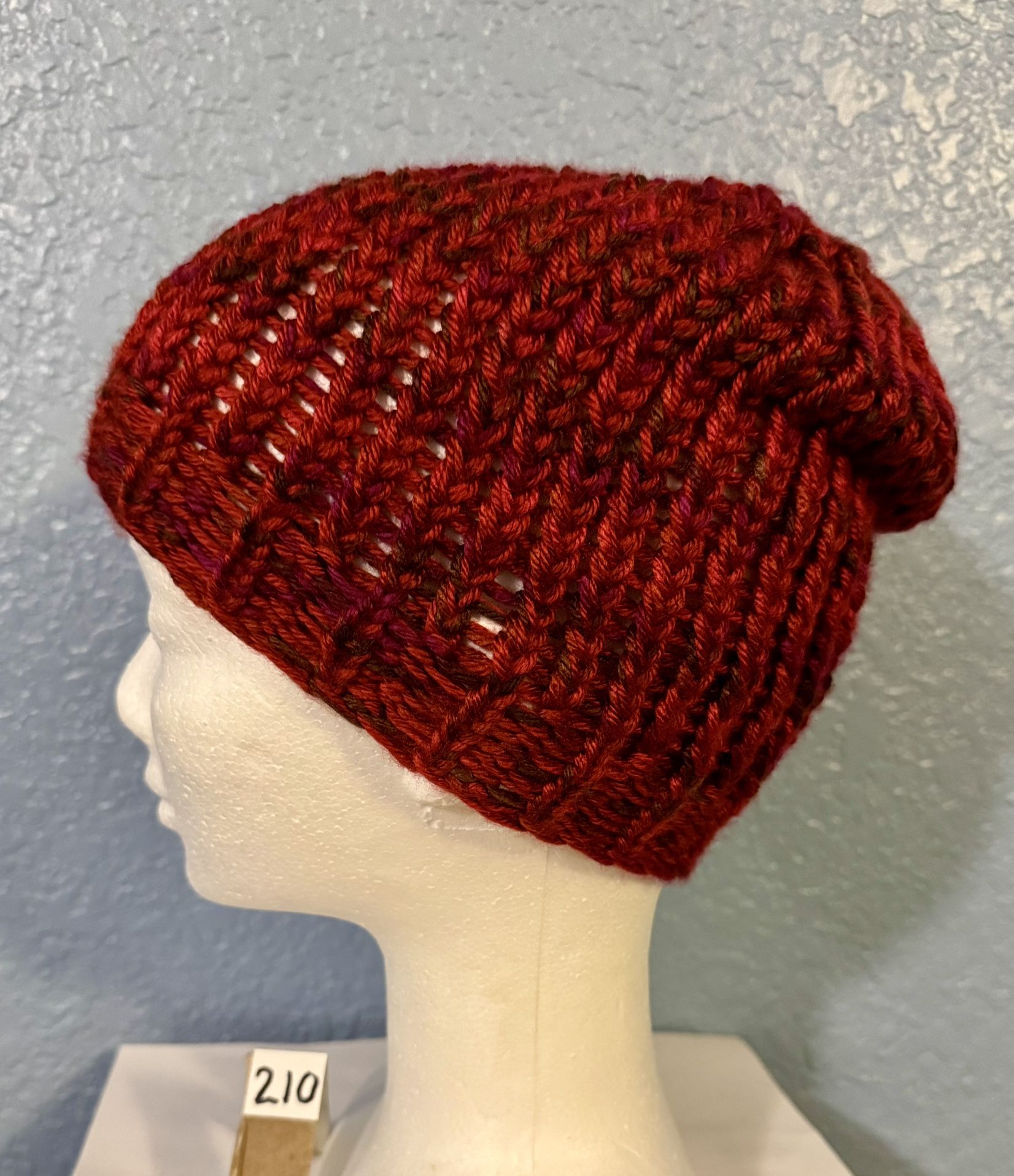 Soft Red Handmade Slouchy Beanie Hat for Child/Preteen/Small Adult