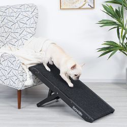 SweetBin 19" Tall Pet Ramp - Small To Medium Dogs And Cats Use - Wooden Folding Portable Dog Ramp Perfect For Couch Or Bed With Non Slip Carpet Surfac