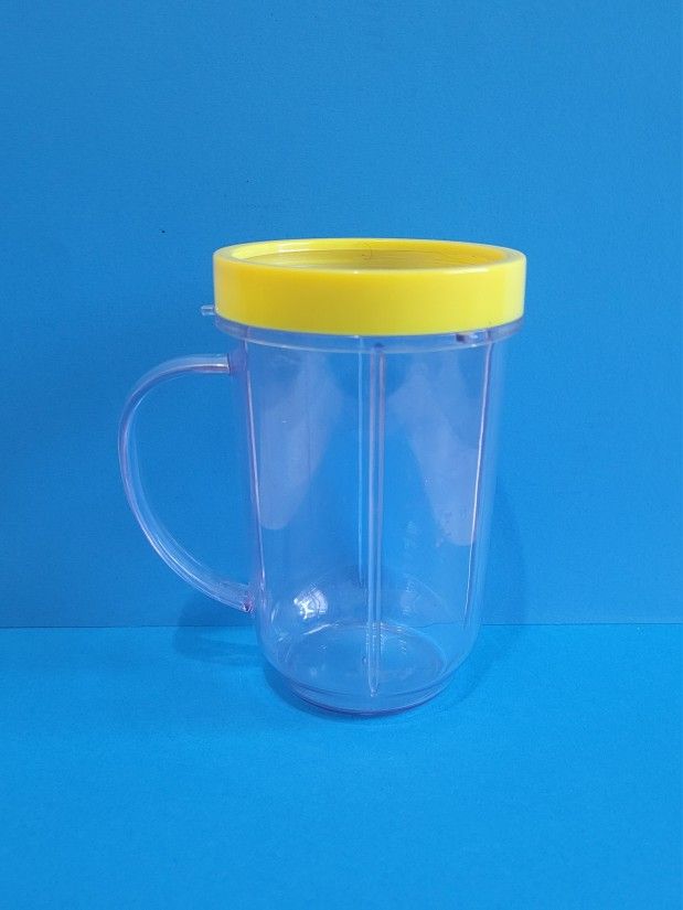 Original Magic Bullet Blender Cup with Handle and Yellow Rim Replacement Part MB1001