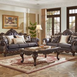 New Sofa And Loveseat Cherry Wood Frame K Furniture And More 