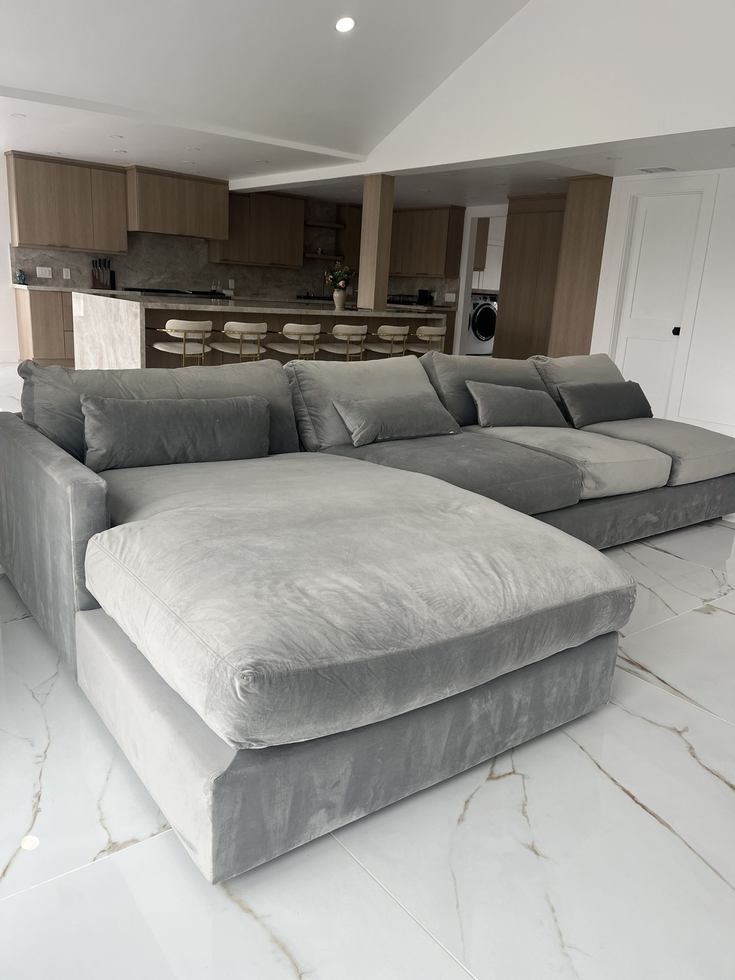 2 piece Grey velvet couch