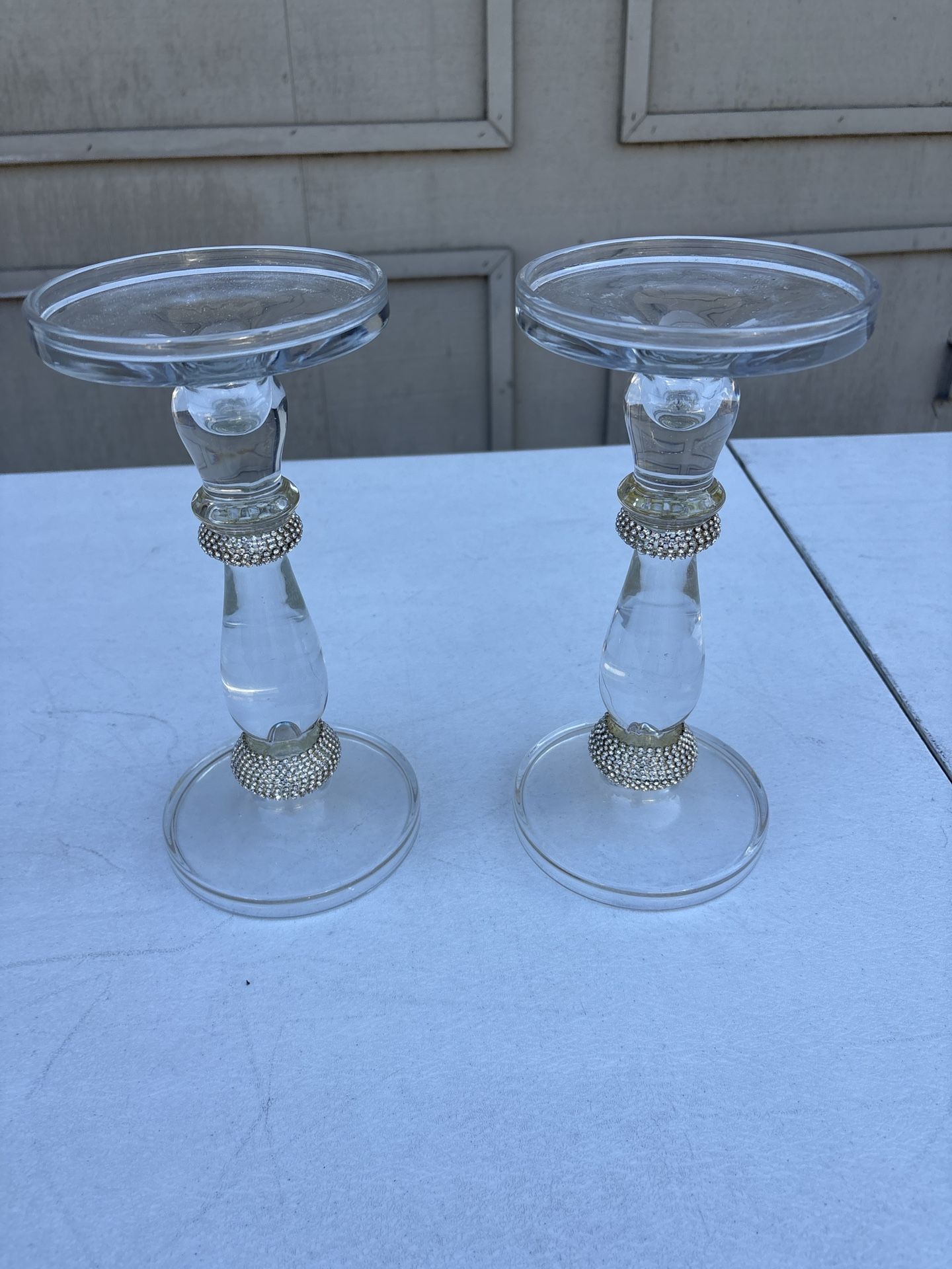 Clear Glass Candle Stands