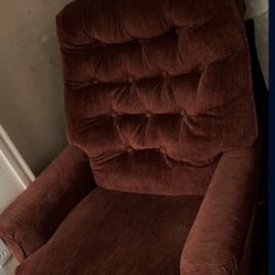 Sofa chair maroon reclines