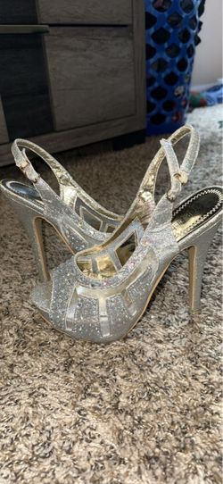 Silver Glitter Platform Stiletto Heels