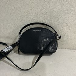 New Karl Lagerfeld Paris Black Round Crossbody Bag