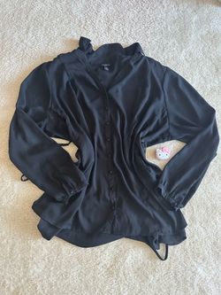Torrid Harper Black Chiffon Button Front Blouse Size 3 Plus Size Career Top