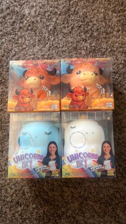Highland Cow 2 & Unicorn Pixy 2 Squishes New Sealed