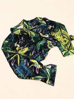 1XL Shein Curve Abstract Print Long Sleeve Button-Up Shirt