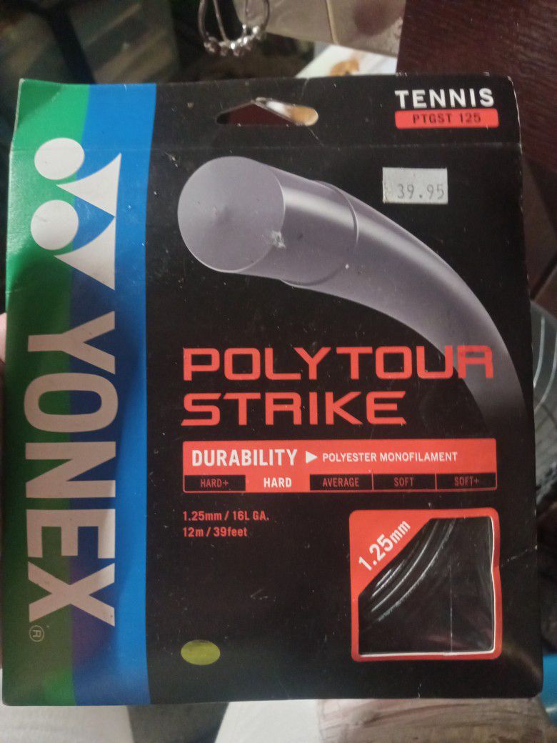 Yonex Poly Tour Strike 1.25 Mm 39 Ft Long Tennis Racket String Black