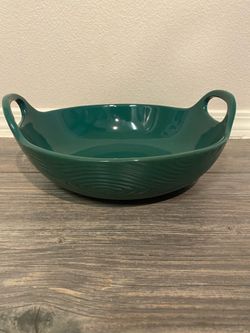 Green Ceramic Bowl with Handles