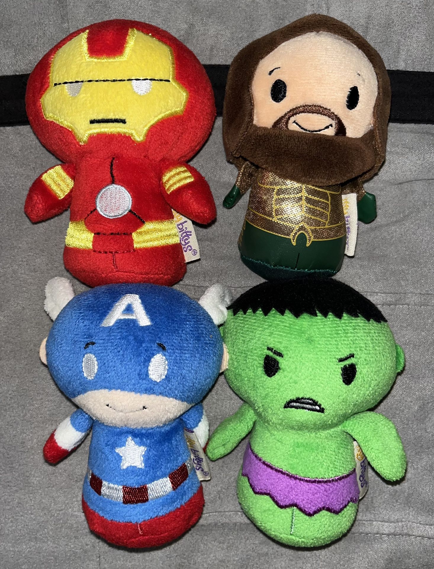 Hallmark Itty Bittys Marvel Characters- Iron Man, Hulk, Captain America, Aquaman