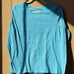 Royal blue faded Glory long sleeve Crew Neck t tee short top Youth Kids size L Large 12 14