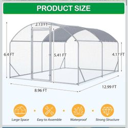 New in box  9x13 Large Metal Chicken Coop, Walk-in Chicken Run Pen with Waterproof Cover, Dome Roof Poultry Cage for Outdoor, Backyard, Farm, P002p004