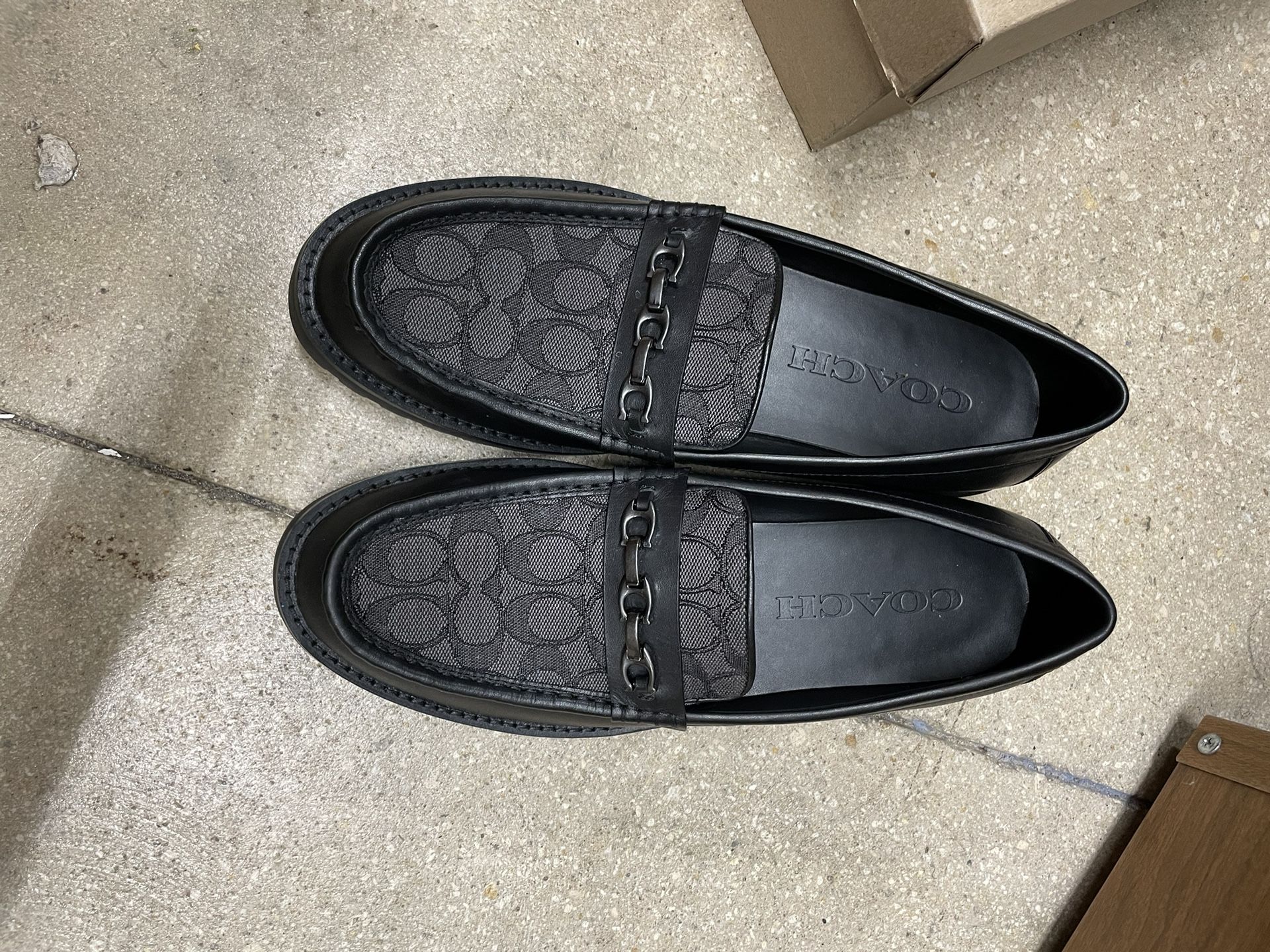 Black Leather Coach Loafers