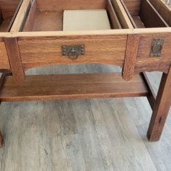 Antique Tiger Oak Desk Base, No Top