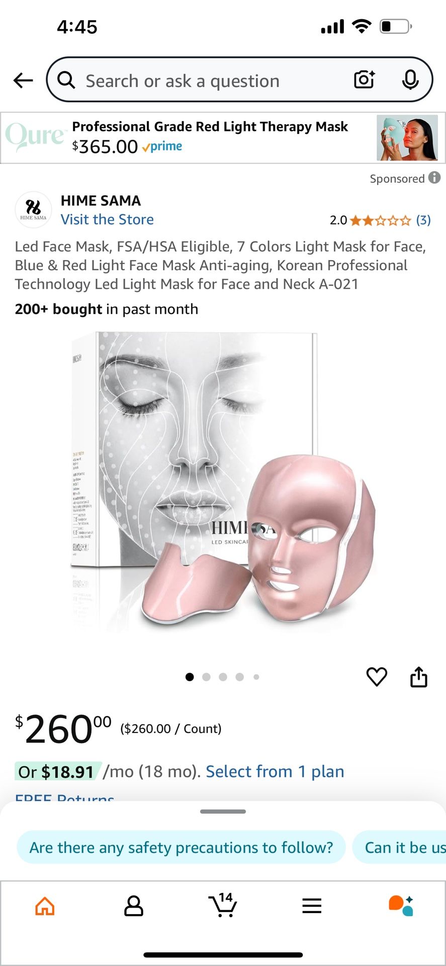 Led Face Mask, FSA/HSA Eligible, 7 Colors Light Mask for Face, Blue & Red Light Face Mask Anti-aging, Korean Professional Technology Led Light Mask fo
