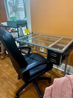 Large Adjustable Glass-Top Artist / Drafting / Craft Desk