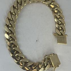 14K Solid Yellow Gold Mens 9” Cuban Link 13mm 96.7Grams 