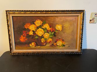 Vintage Original Authentic Hong Kong Chinese Art Studio Acrylic Signed Painting