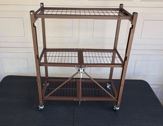 Origami 3-Shelf Folding Steel Wire Shelving Storage, Bronze