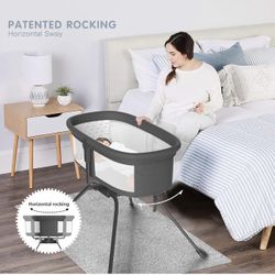 Was 140$ ANGELBLISS 3 in 1 Rocking Bassinet & Baby Portable Travel Bassinet Bedside Crib, Side to Side Manual Rocking Motion Bassinet, Mattress Includ