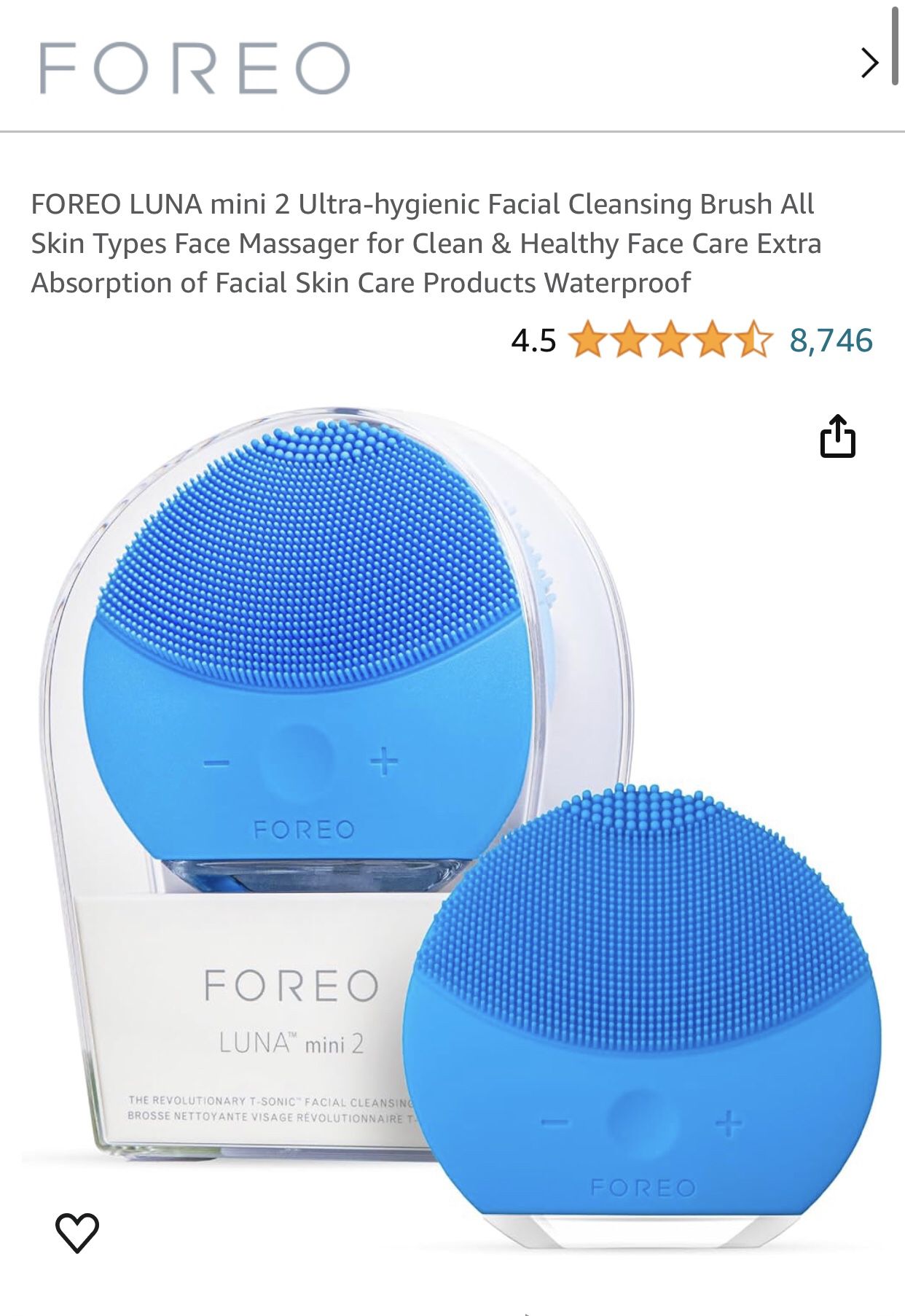 FOREO LUNA mini 2 Ultra-hygienic Facial Cleansing Brush All Skin Types Face Massager for Clean & Healthy Face Care Extra Absorption of Facial Skin Car
