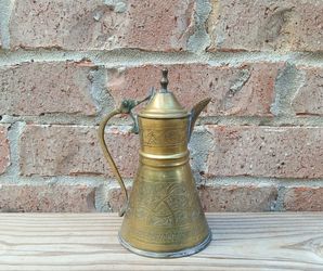 Vintage Small Brass Etched Dallah