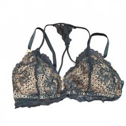 Tell Tale nude with black Lace overlay Bralette Size L