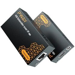 PWAY 400ft HDMI Extender Over Ethernet Cat5e/6, HDMI Over POE IP Kit, One to Many via 100M/1000M Switch, No Delay 1080p Video Extender for TVPWAY 400f
