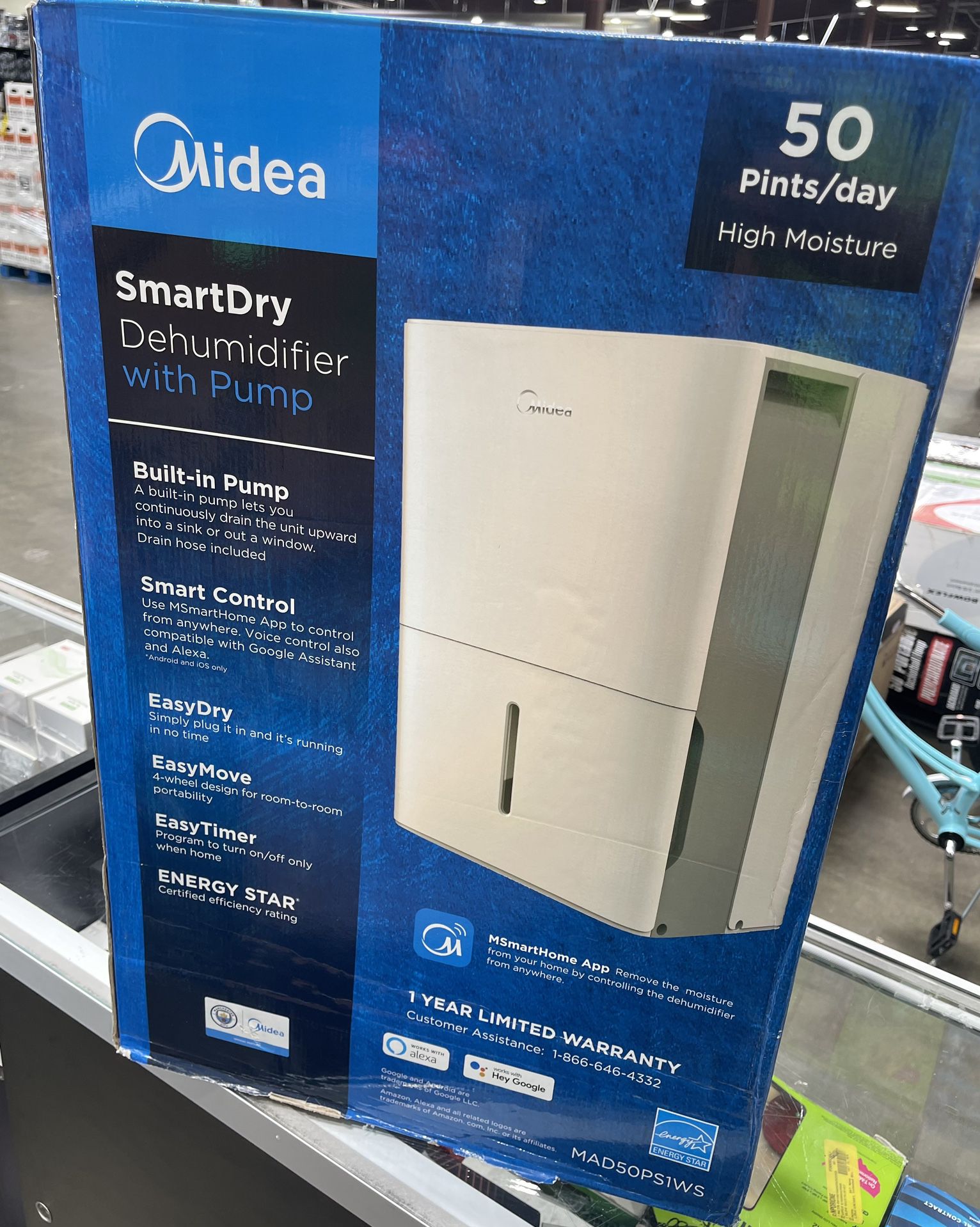 Midea 4,500 Sq. Ft. Energy Star Certified Dehumidifier With Pump Included 50 Pint