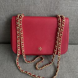 Tory Burch Red Crossbody Chain purse 