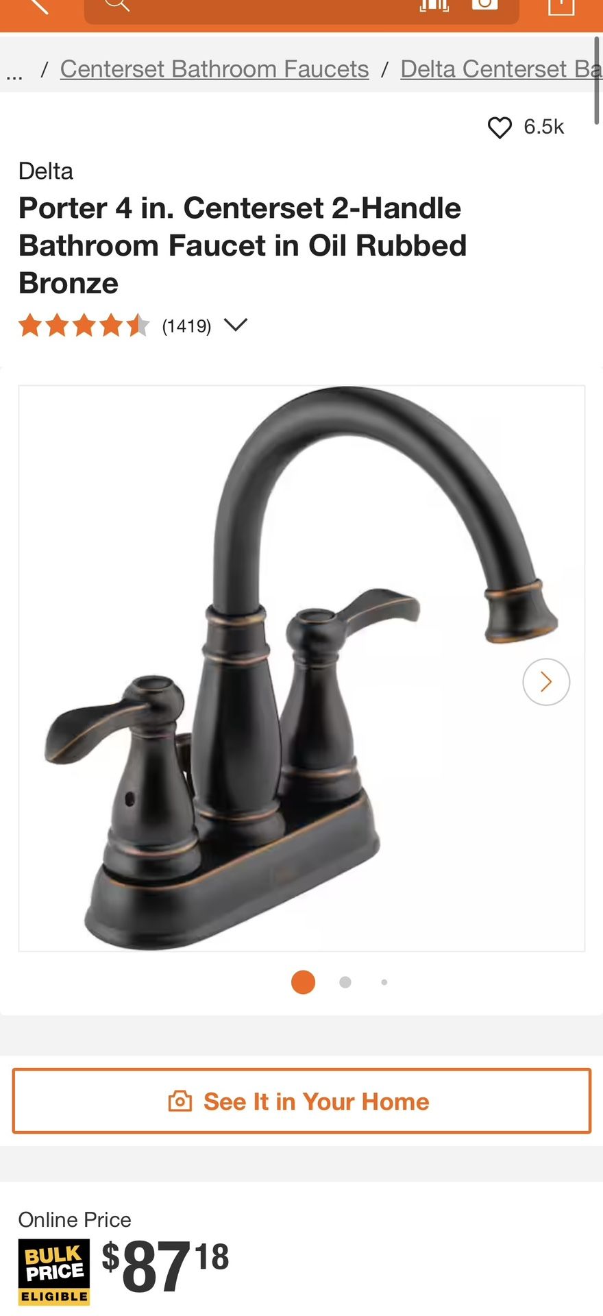 Delta Porter (2-Handle) Bathroom Faucet – Model #25984LF-OB-ECO – Rubbed Bronze Finish – Brand New
