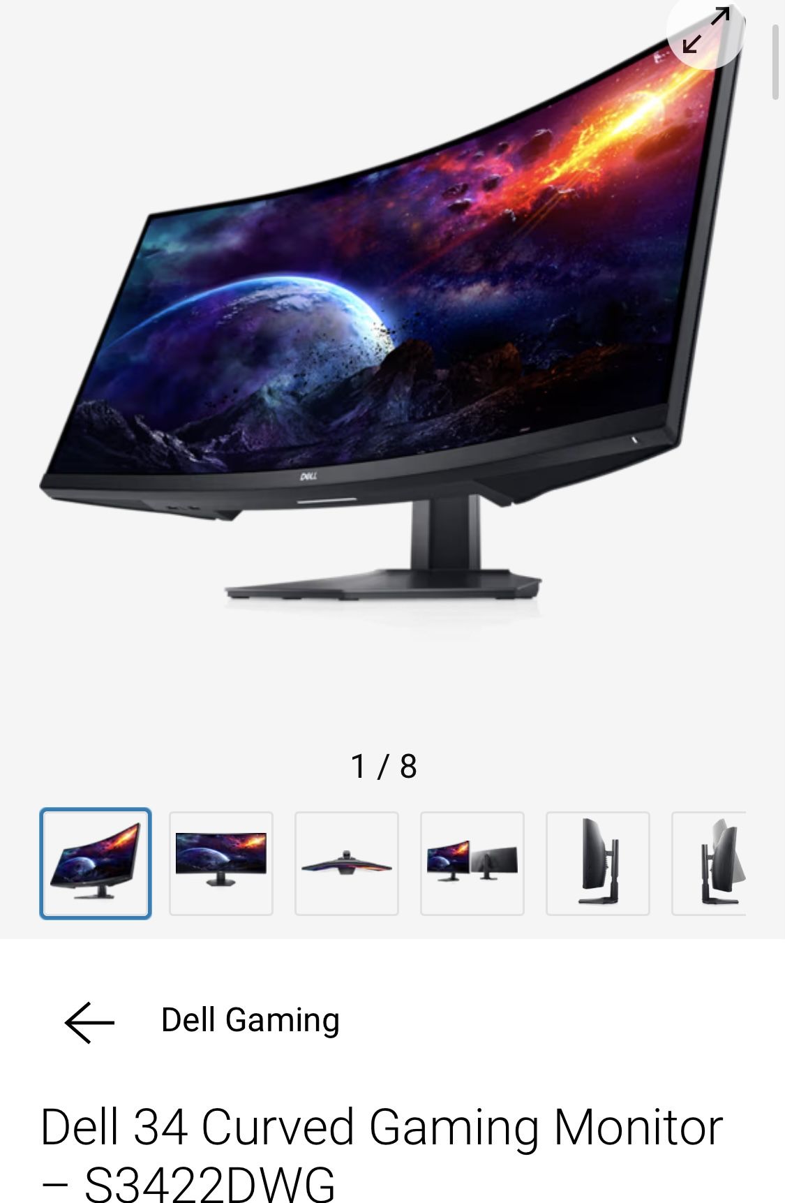 Dell 34 Curved Gaming Monitor – S3422DWG