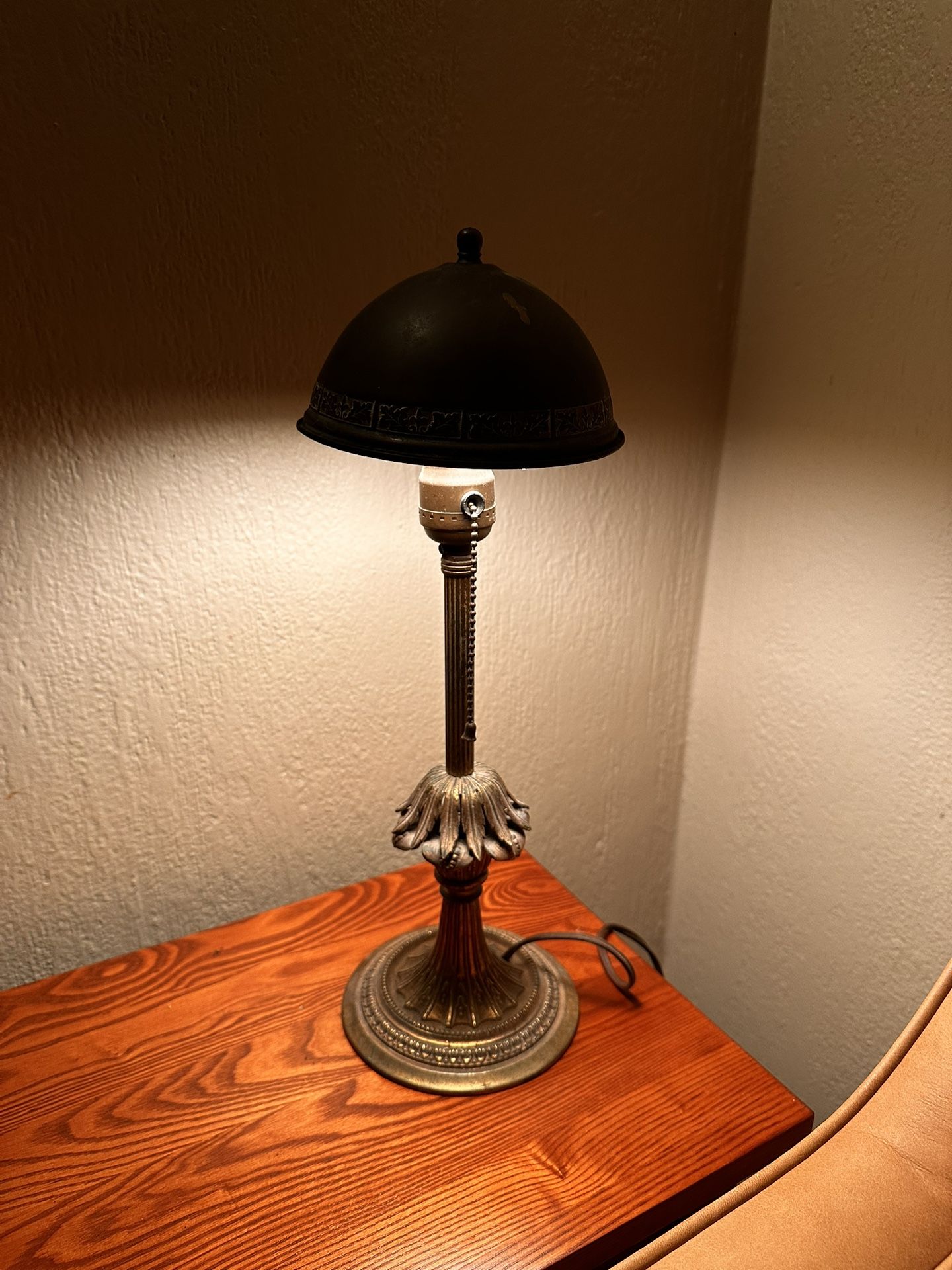 Vintage Little Bronze-Finish Metal Lamp