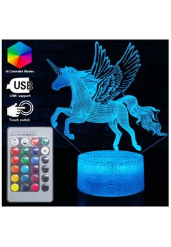 3D Unicorn Lamp LED Optical Illusion Lamps Light with Smart Touch&Remote Controller 16 RGB Colors Bday Xmas Party Gifts for Girls Kids Home Decor Bed