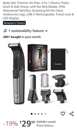 Body Hair Trimmer for Men, 3-in-1