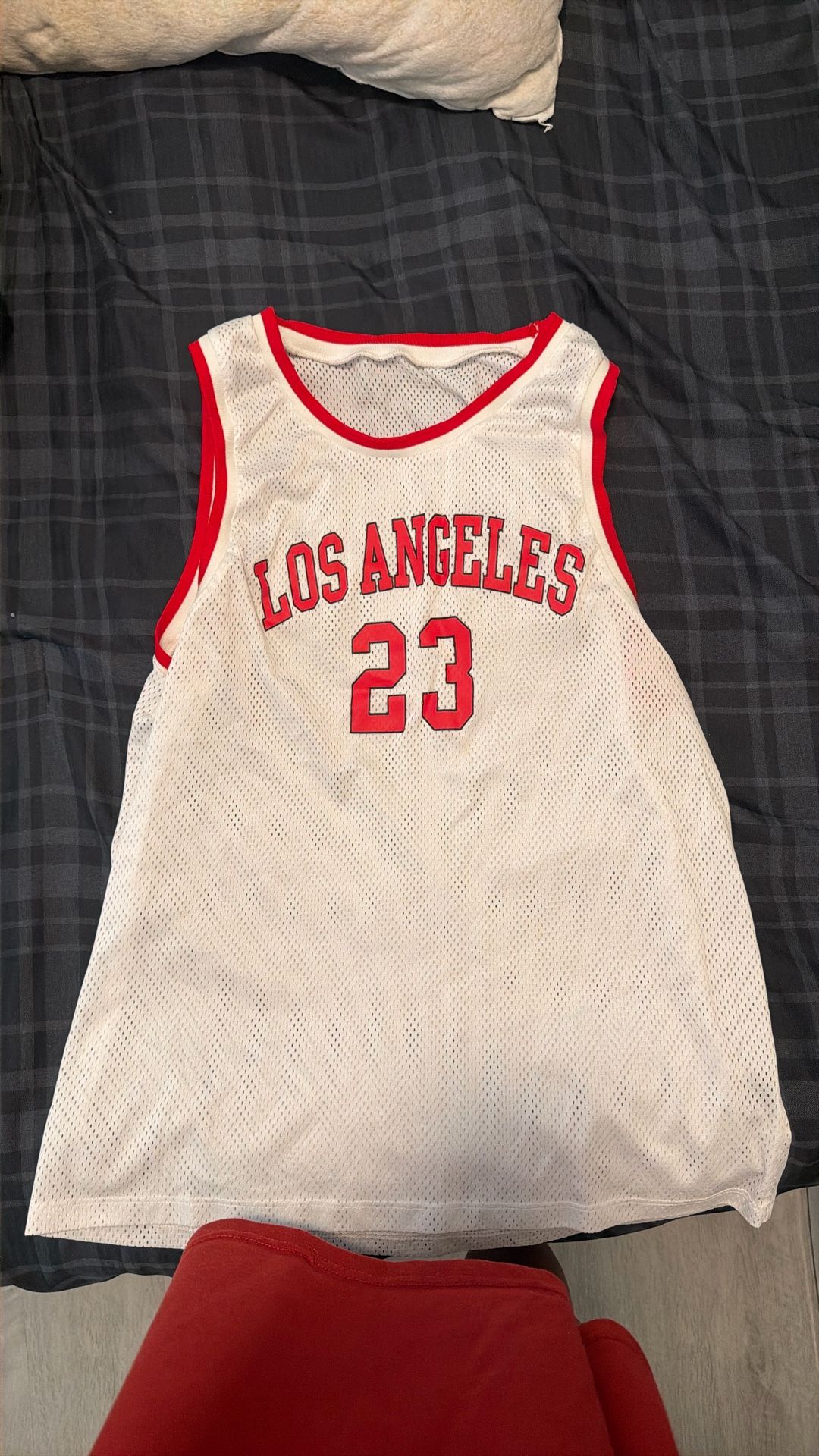 Los Angeles 23 Red on White Jersey Tank Top